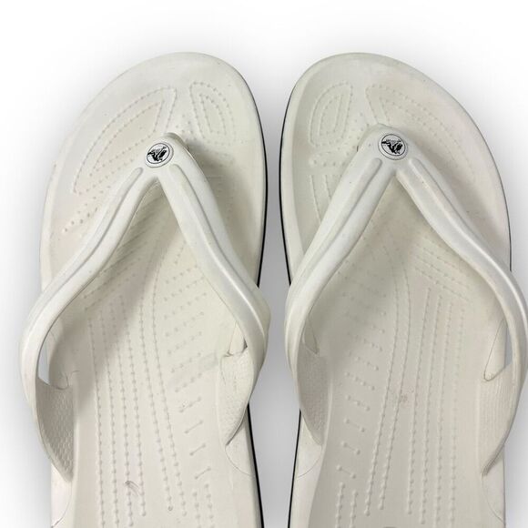 Crocs Crocband Flip Flops White Sandals Men’s Size 11 - Picture 7 of 10